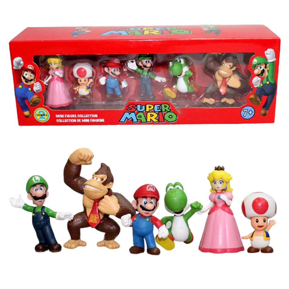 Super Mario Bros PVC Action Figure Toys para crianças, Luigi, Yoshi, Donkey Kon